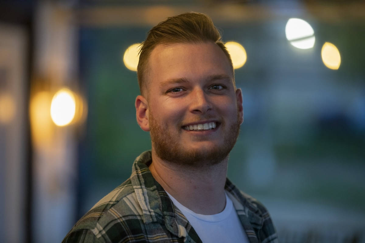 Owner of Gambit, Cody Tomboli, is photographed at The Bankճ newly renovated patio, in Hen ...