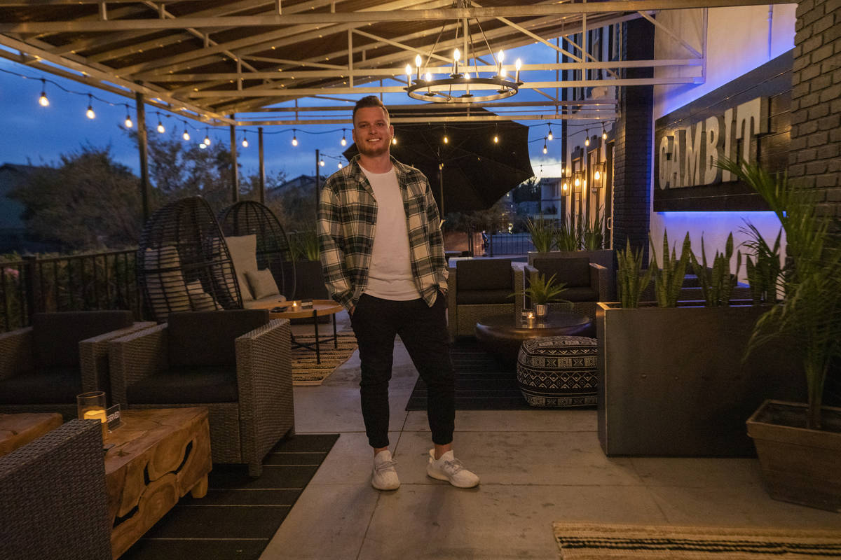 Owner of Gambit, Cody Tomboli, is photographed at The Bankճ newly renovated patio, in Hen ...