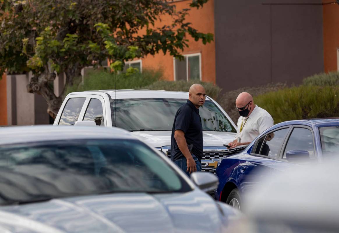 Las Vegas police investigate a double homicide involving two juveniles on the 1000 block of Sie ...