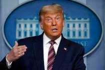 President Donald Trump speaks at the White House, Thursday, Nov. 5, 2020, in Washington. (AP Ph ...