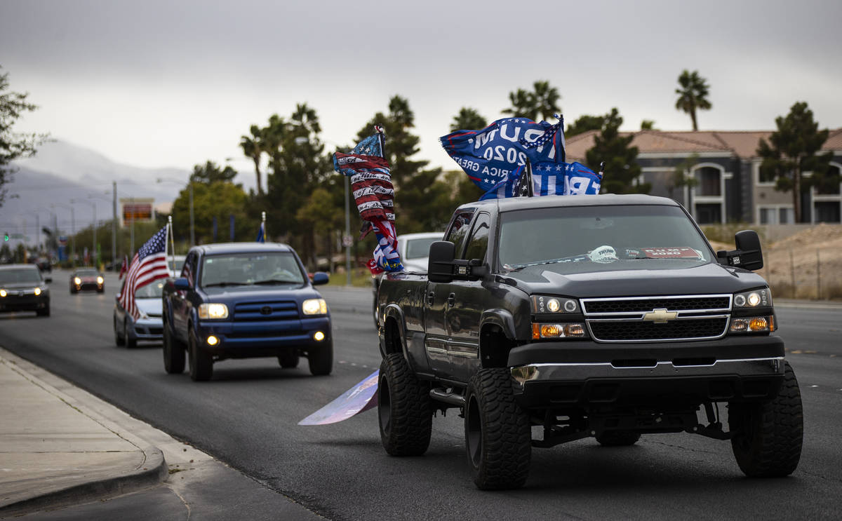 Supporters of President Donald Trump protest outside of the Clark County Election Department af ...