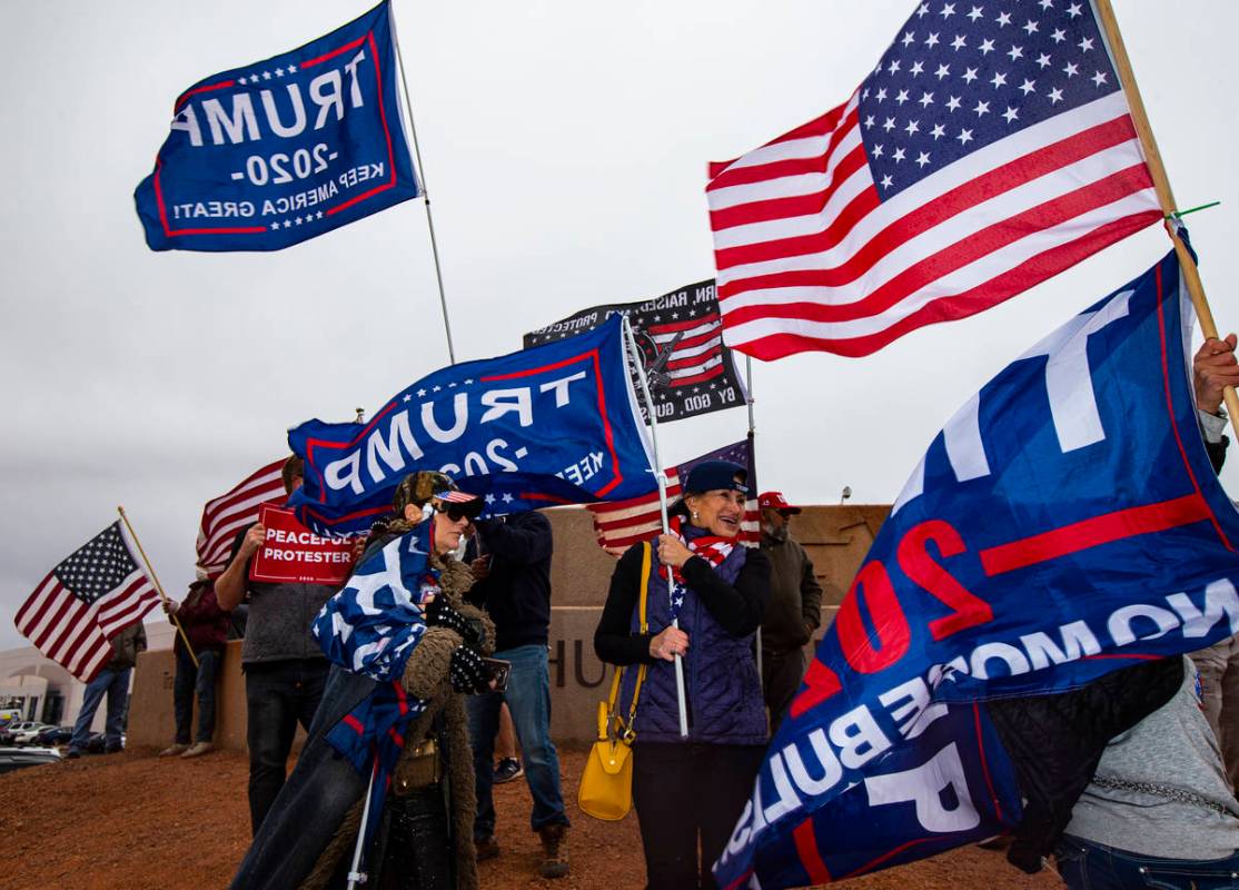 Supporters of President Donald Trump protest outside of the Clark County Election Department af ...