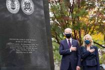 President-elect Joe Biden and Jill Biden, attend a service at the Philadelphia Korean War Memor ...