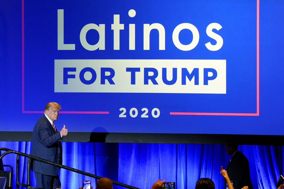 FILE - In this Sept. 14, 2020 file photo, President Donald Trump give a thumbs up to the cheeri ...