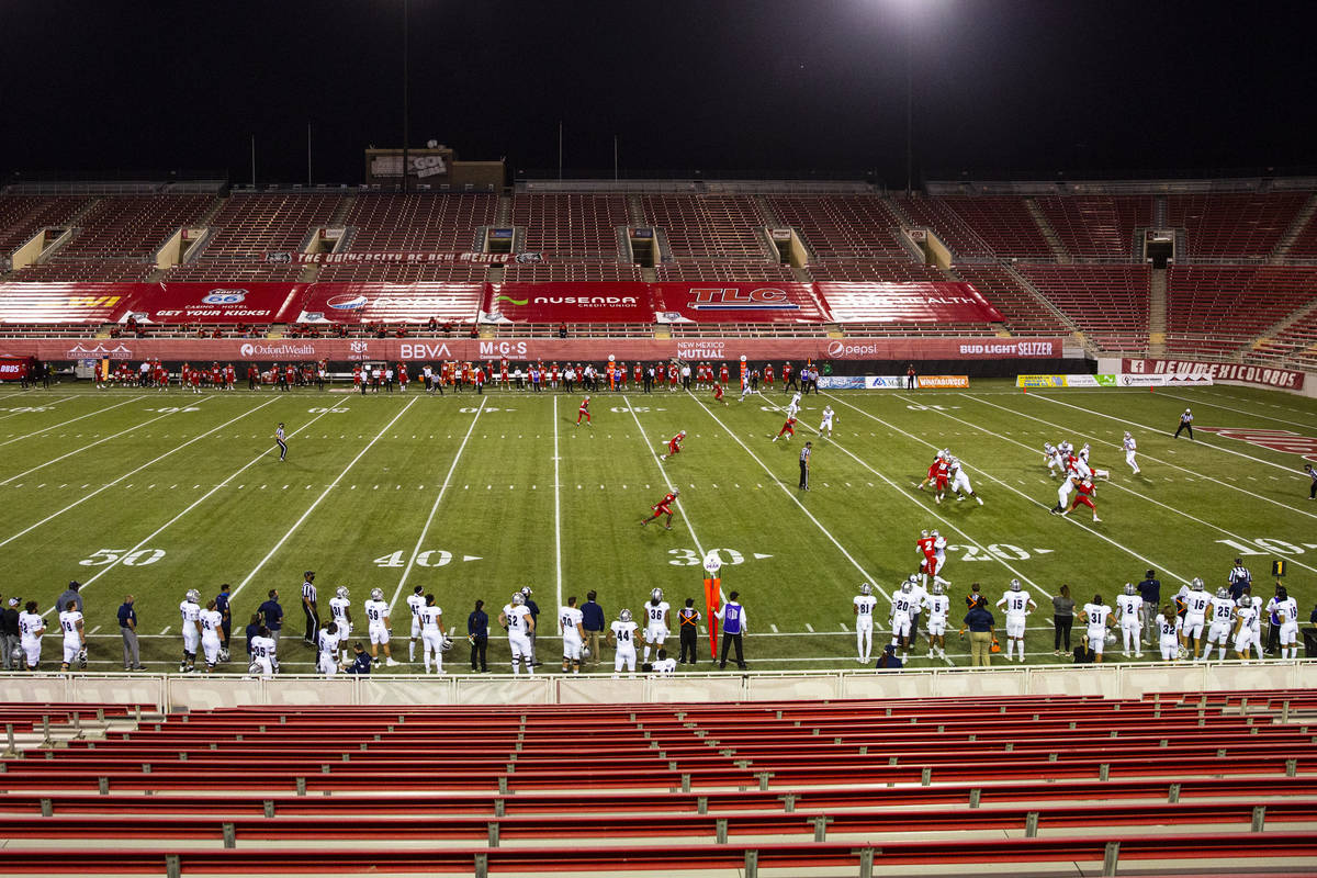 A view of the field at Sam Boyd Stadium as the New Mexico Lobos play a home football game again ...