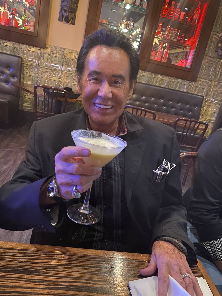 Wayne Newton is shown with a Hawaiian Martini at Eldorado Cantina on Sammy Davis Jr. Drive on T ...