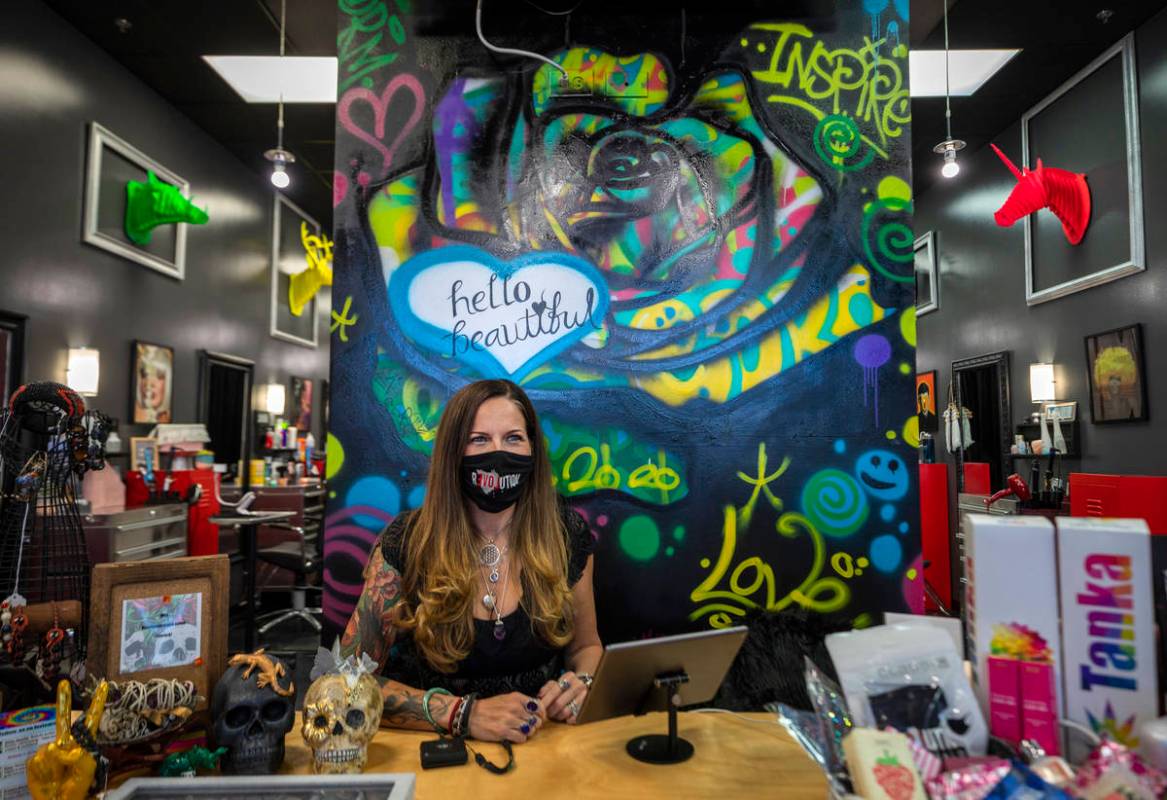 Revolution Salon owner Amanda Deborski is photographed at the salon in Las Vegas, on Tuesday, N ...