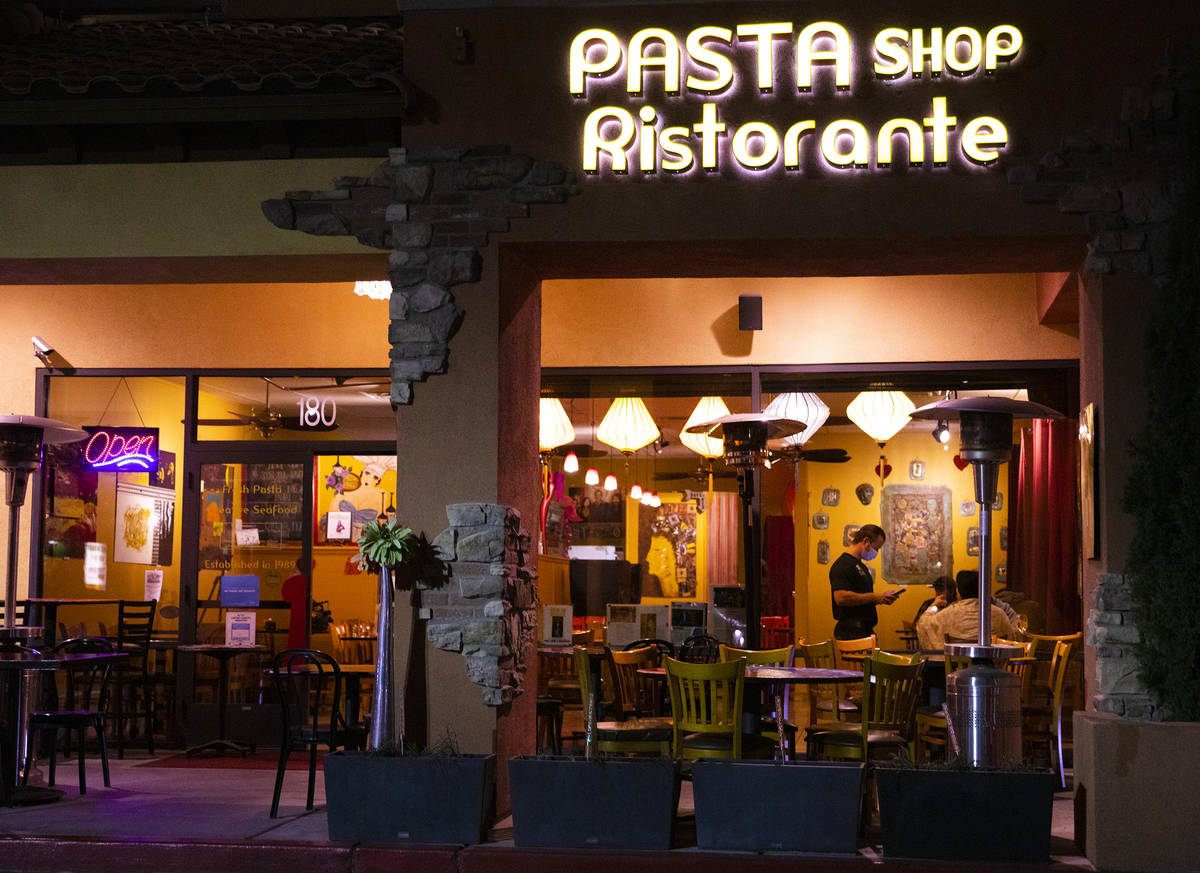 Pasta Shop Ristorante in Henderson, Monday, Nov. 16, 2020. Restaurants are bracing for the poss ...