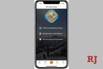 The main menu of the reporting tool app, "FixIt Clark County." (Mya Constantino / Las Vegas Rev ...