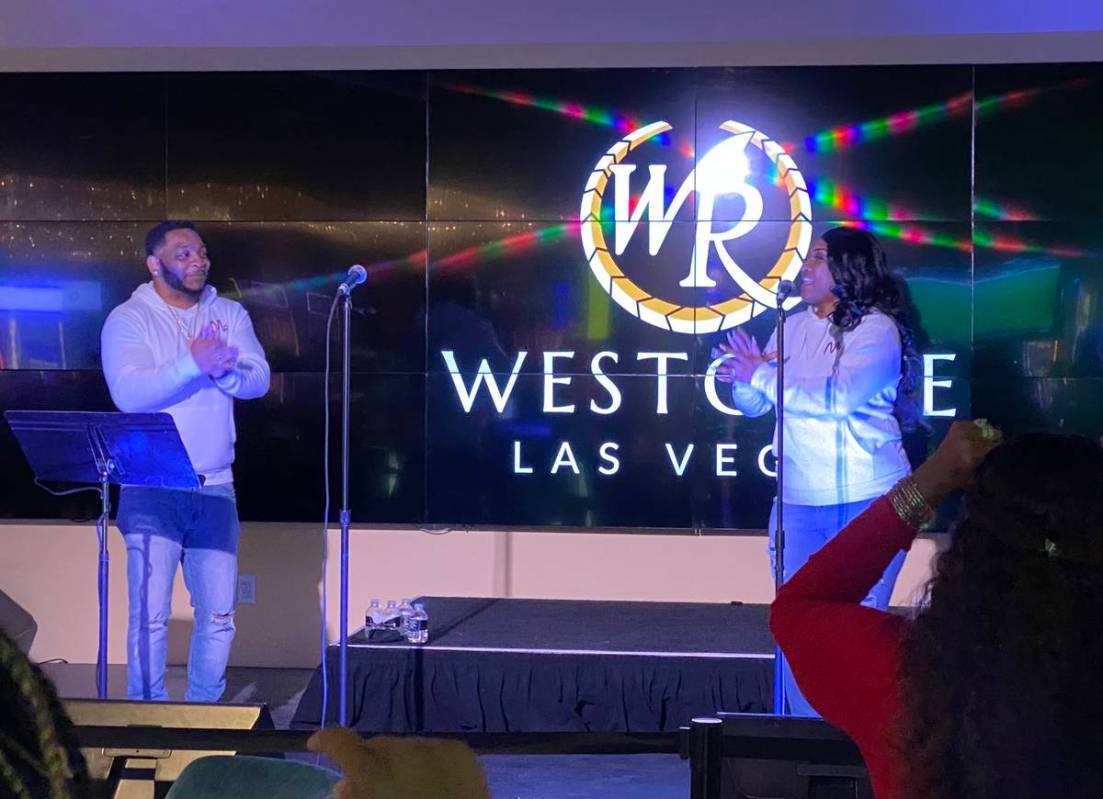 Brandon and Sean Godfrey of NPerson are shown at Westgate Las Vegas' International Bar on Nov. ...