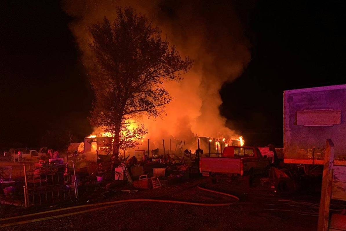 One person was taken to a hospital after a "large structure" fire in Pahrump on Tuesday, Nov. 2 ...