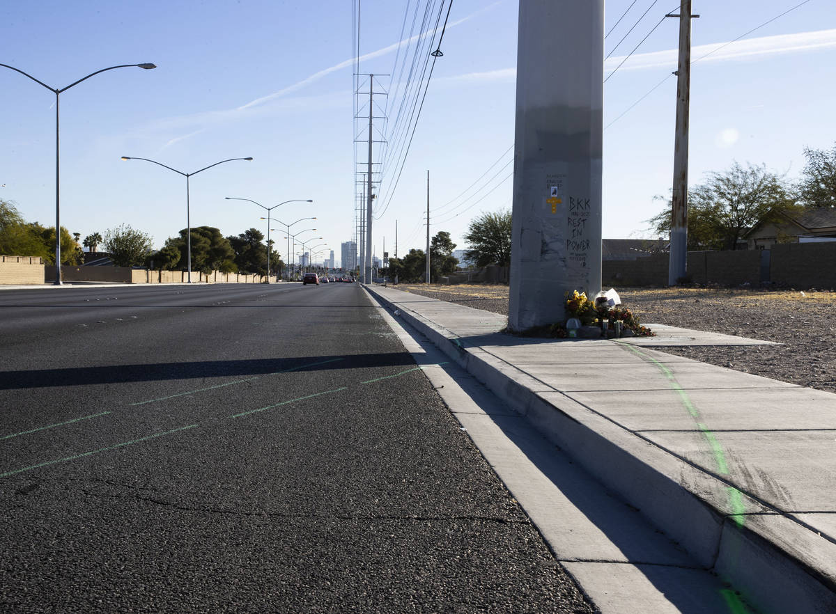 Skid Marks and paint marks left by police are seen near the fatal accident where Brandon Krause ...