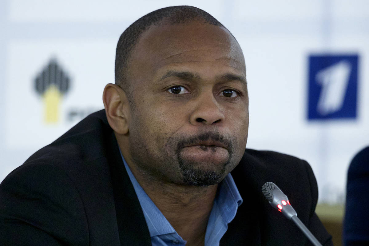 In this Oct. 28, 2015, file photo, Roy Jones Jr. attends a news conference after picking up his ...