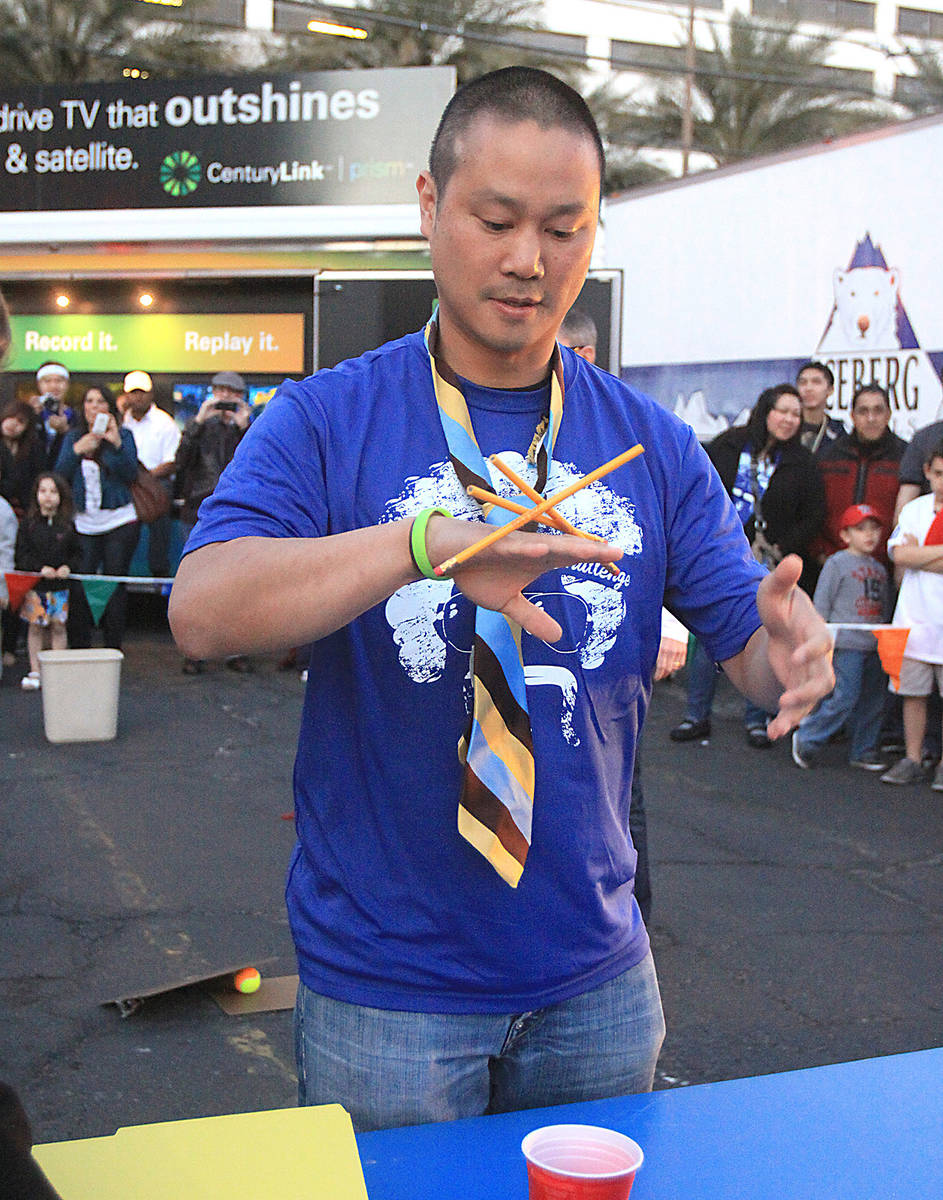 Tony Hsieh, CEO of online clothing retailer Zappos.com, takes part in the Executive Relay durin ...