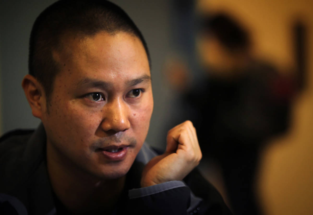 Tony Hsieh, CEO of online clothing retailer Zappos.com, takes part in an interview at The Beat ...