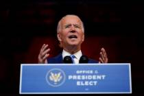 President-elect Joe Biden speaks at The Queen theater Wednesday, Nov. 25, 2020, in Wilmington, ...