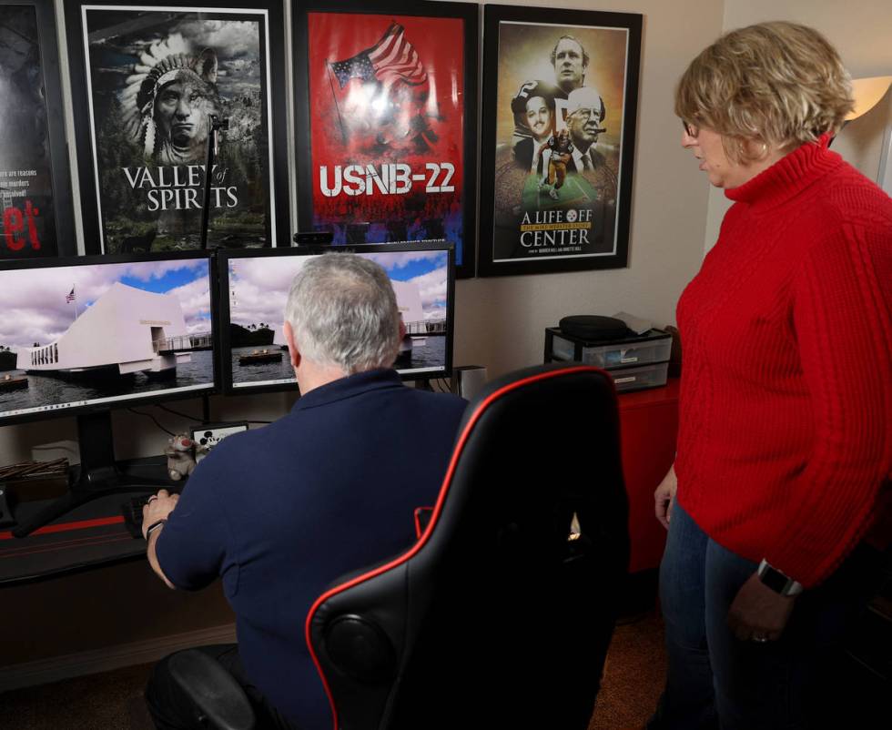 Filmmakers Warren and Annette Hull at the editing studio in their Las Vegas home. Their documen ...