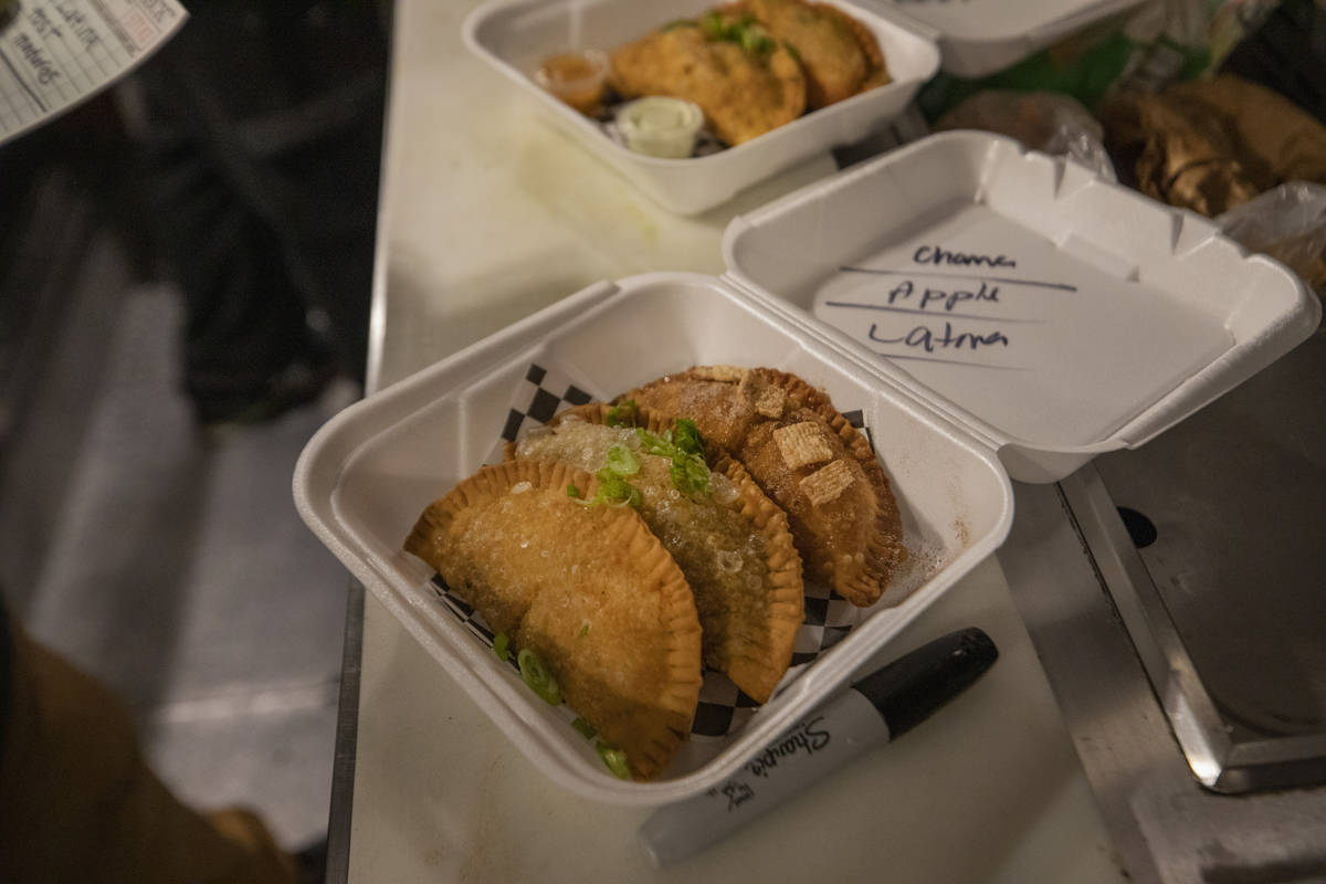 A trio of empanadas from the YourPanadas empanada truck. (Elizabeth Page Brumley/Las Vegas Revi ...