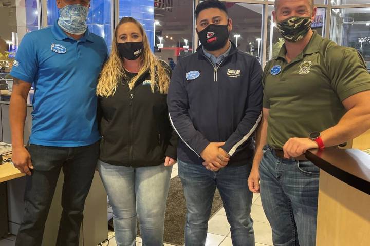 Findlay Chevrolet employees Patrick Patterson, from left, Cassie Hurley, Kevin Flores and Tony ...