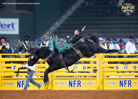 Richmond Champion on Day 2 of the Wrangler National Finals Rodeo at Globe Life Field in Arlingt ...