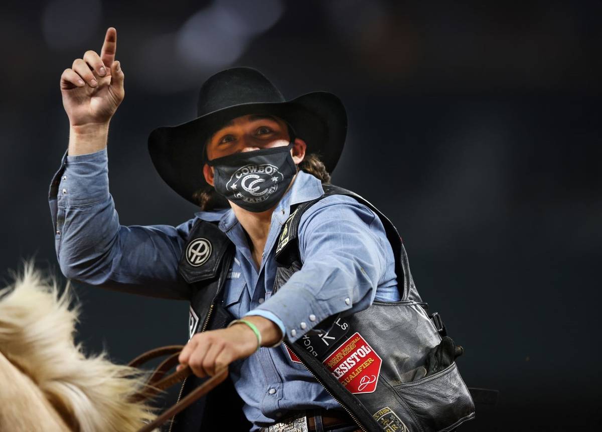 Colten Fritzlan performs during the 3rd go-round of the National Finals Rodeo in Arlington, Tex ...