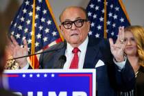 FILE - In this Nov. 19, 2020, file photo, former New York Mayor Rudy Giuliani, a lawyer for Pre ...