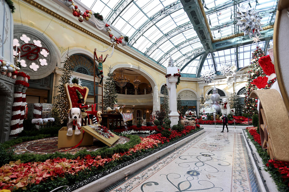 The "Hopeful Holidays" winter display at the Bellagio Conservatory in Las Vegas Monda ...
