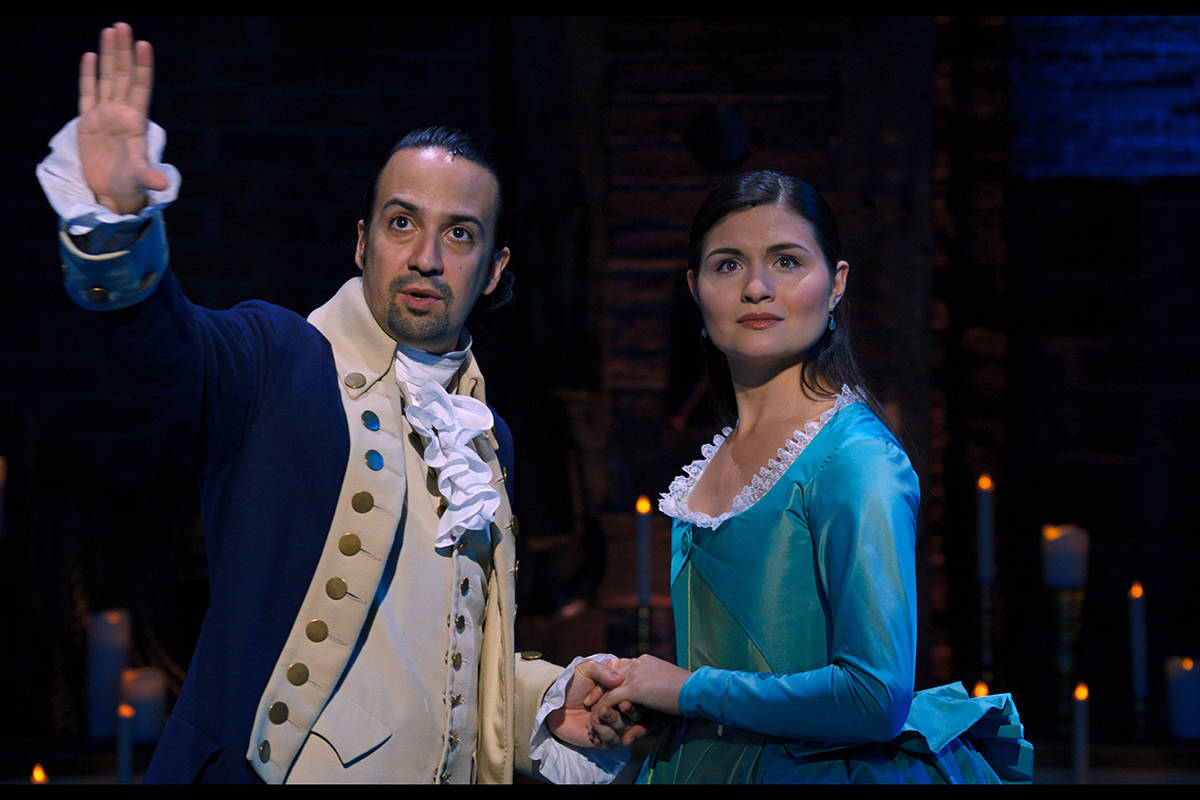 Lin-Manuel Miranda and Phillipa Soo star in "Hamilton." (Disney+)