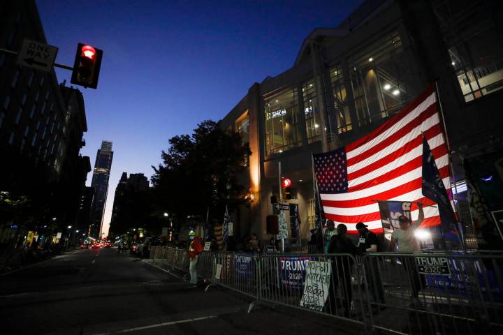 Supporters of President Donald Trump protest outside the Pennsylvania Convention Center in Phil ...