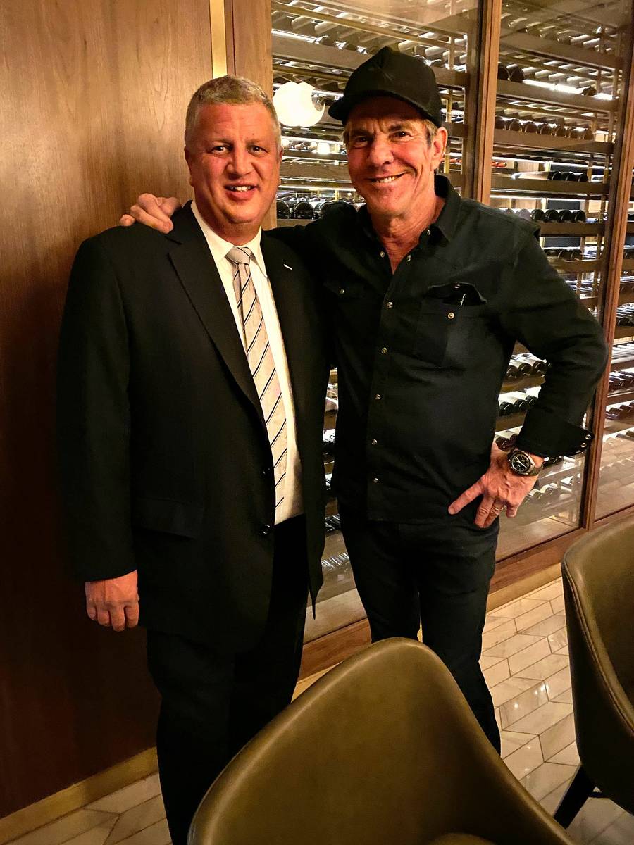 Circa co-owner Derek Stevens and actor Dennis Quaid are shown at Barry's Downtown Prime at Circ ...