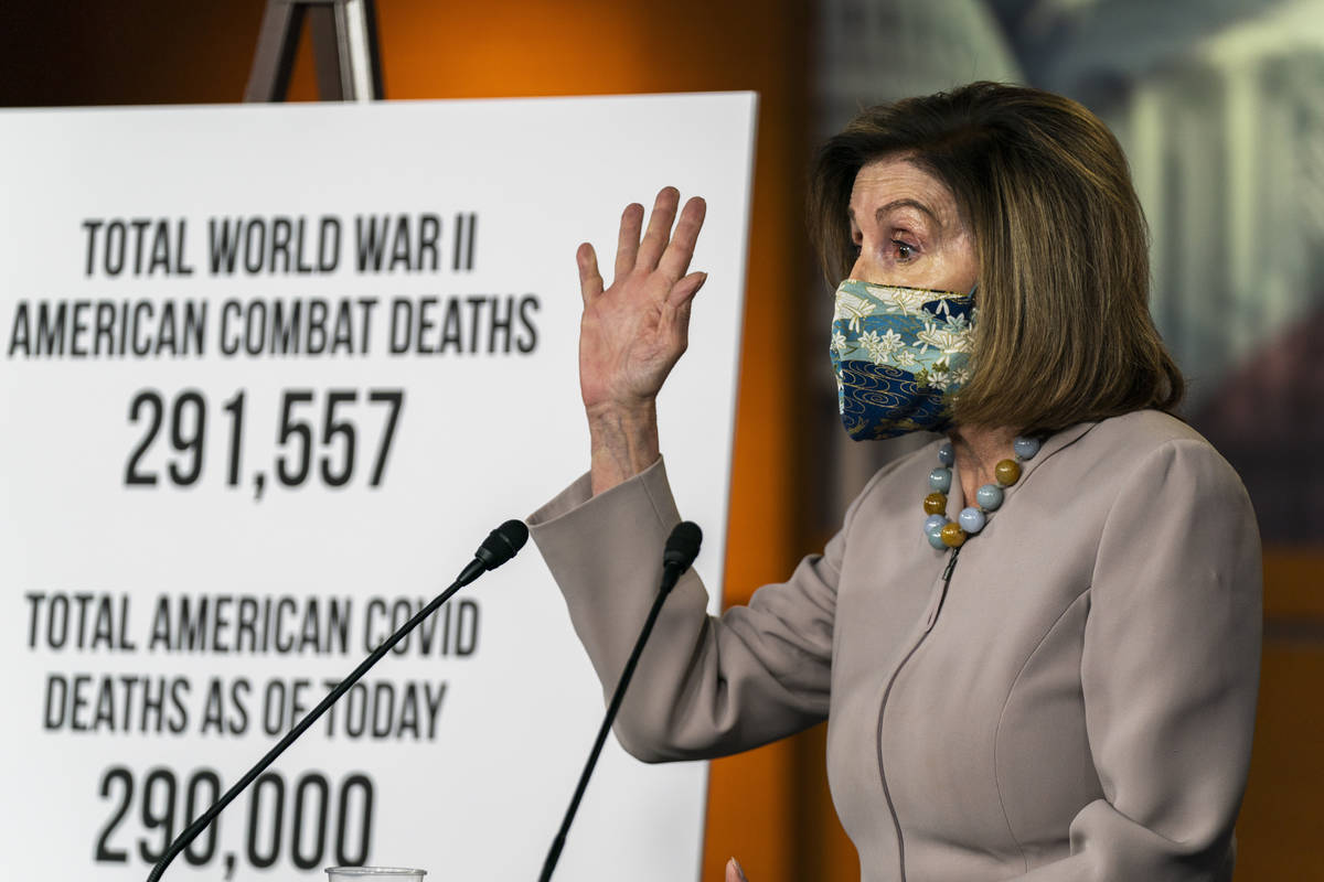 House Speaker Nancy Pelosi of Calif., speaks during a news conference at the Capitol, Thursday, ...