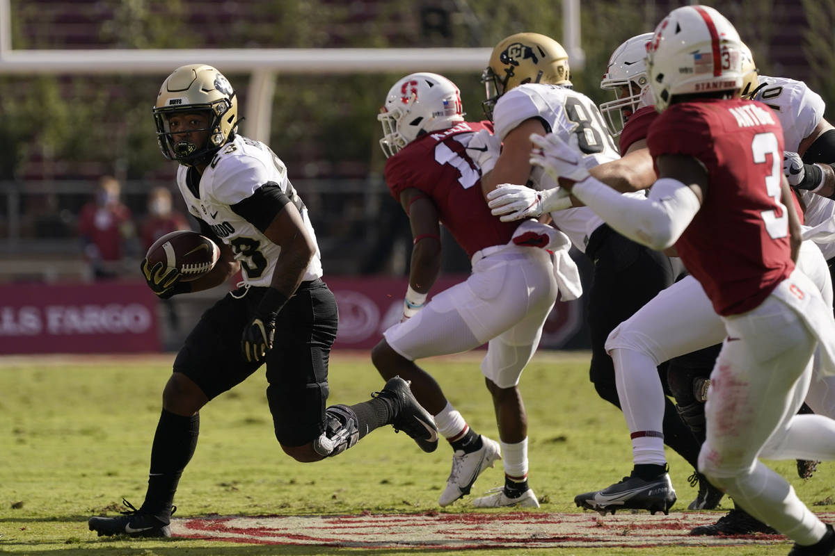 Colorado running back Jarek Broussard (23) against Stanford during of an NCAA college football ...