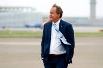 Texas' Attorney General Ken Paxton waits on the flight line for the arrival of Vice President M ...