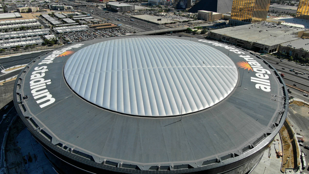 Aerial view of Allegiant Stadium roof top on Wednesday, July 8, 2020. (Michael Quine/Las Vegas ...