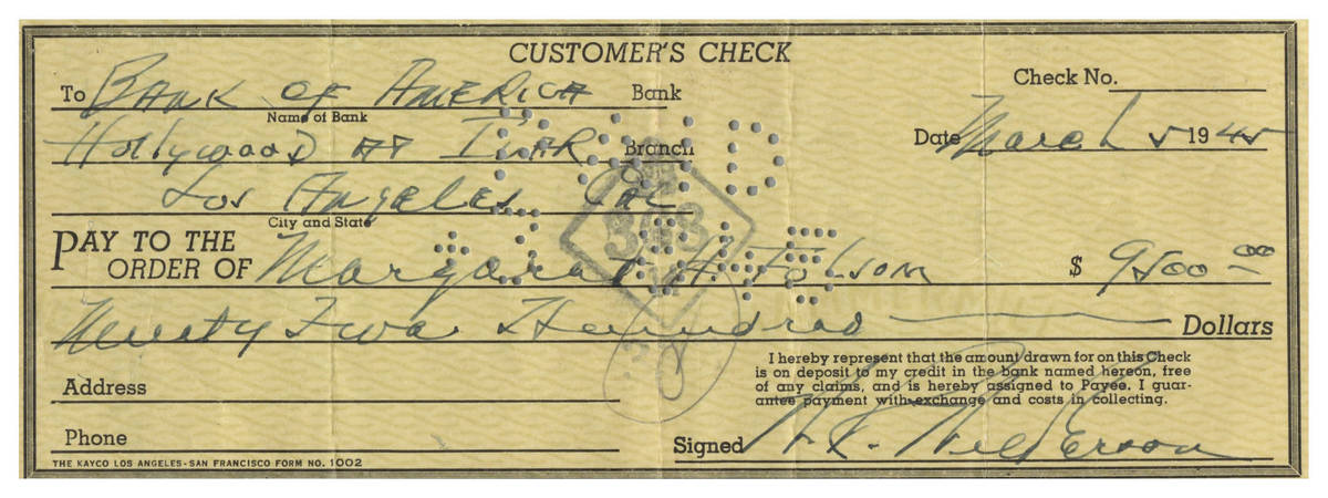 A check used to purchase the land on which the Flamingo hotel sits is one of The Mob Museum's l ...