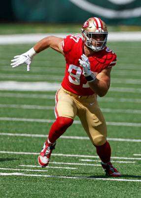 San Francisco 49ers defensive end Nick Bosa (97) in action against the New York Jets during an ...