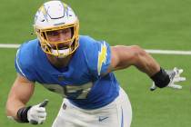 Los Angeles Chargers defensive end Joey Bosa (97) rushes the quarterback during an NFL football ...