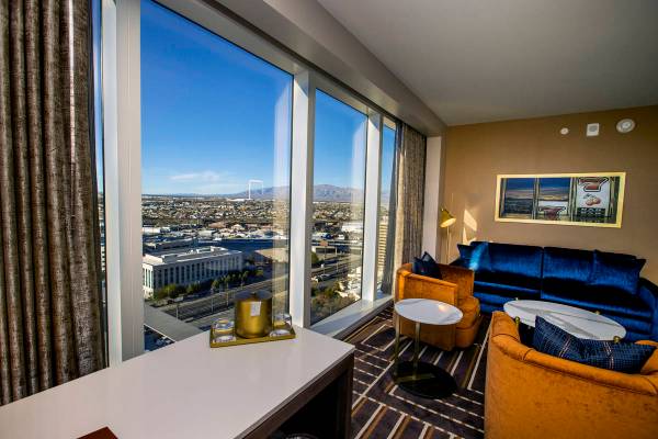 A mountain view from a Corner King Suite at Circa on Friday, Dec. 18, 2020, in Las Vegas. (L.E. ...