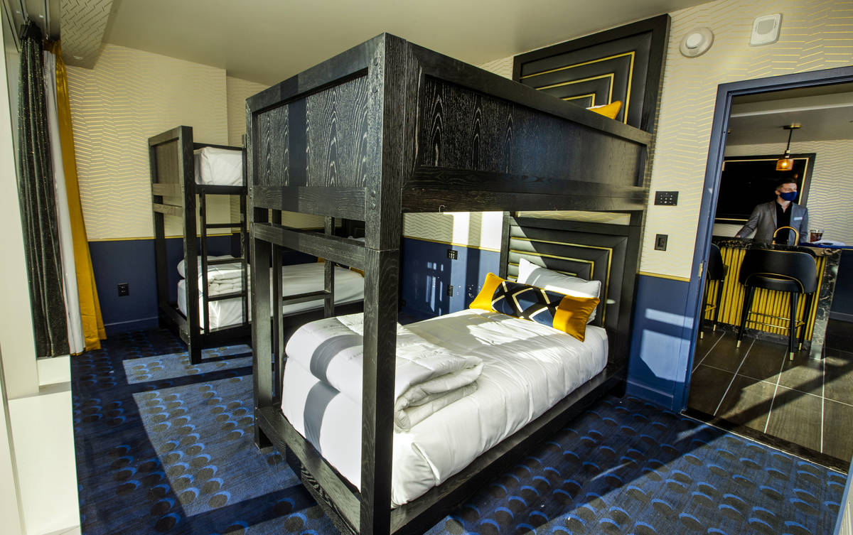 Wooden bunkbeds and a great view within a Bunk Pad Suite at Circa on Friday, Dec. 18, 2020, in ...