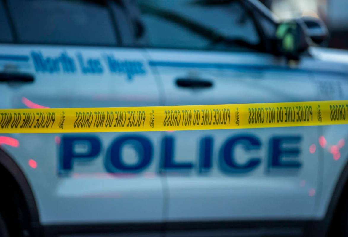 North Las Vegas Police investigate a homicide along West Brooks Avenue near Revere Street on Fr ...