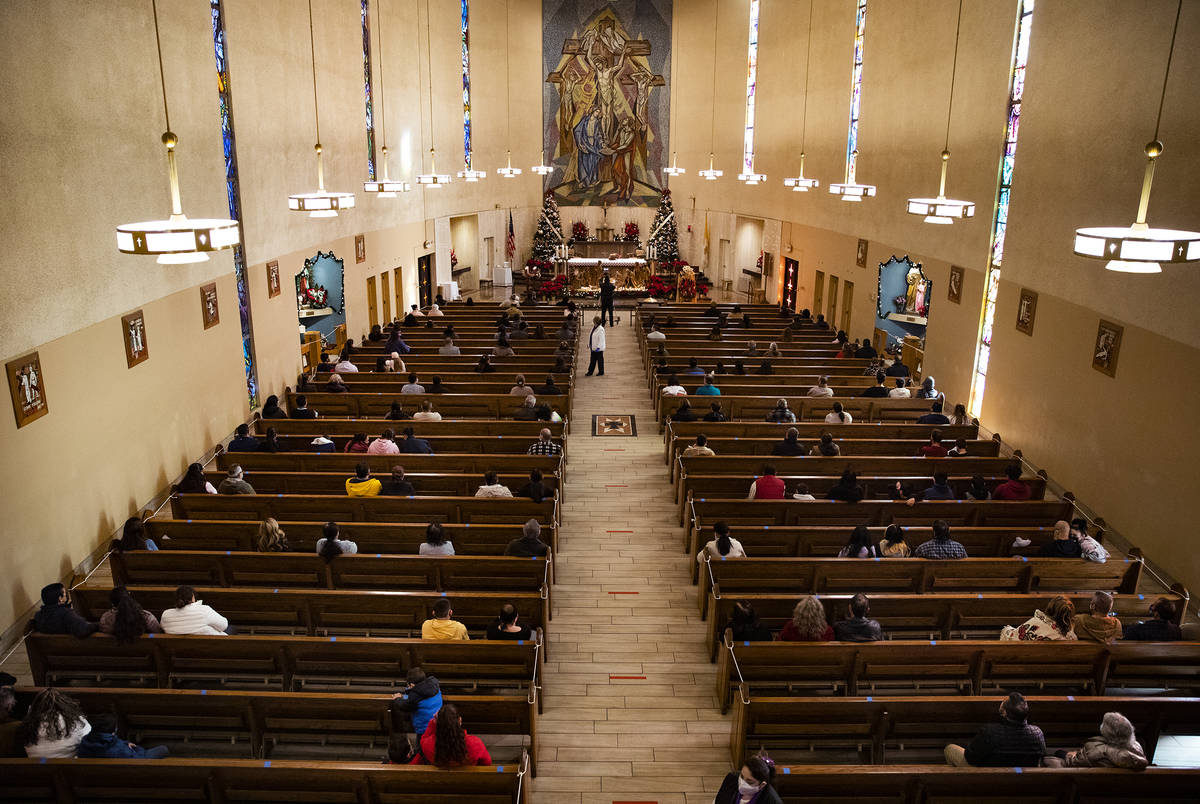 Mass at St. Anne's Catholic Church in Las Vegas, Sunday, Dec. 20, 2020. A federal appeals court ...