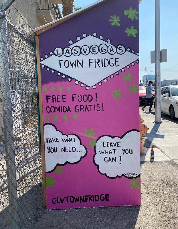 The Town Fridge, with free food for those who need it, is just north of downtown at 1010 N. Mai ...