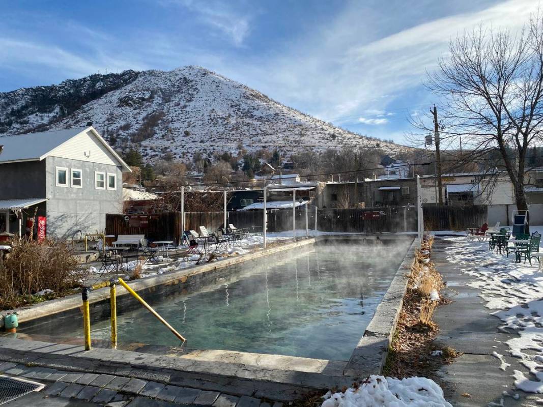 The Lava Hot Springs Inn is shown at the hot pools on Tuesday, Dec. 23, 2020. (John Katsilomete ...