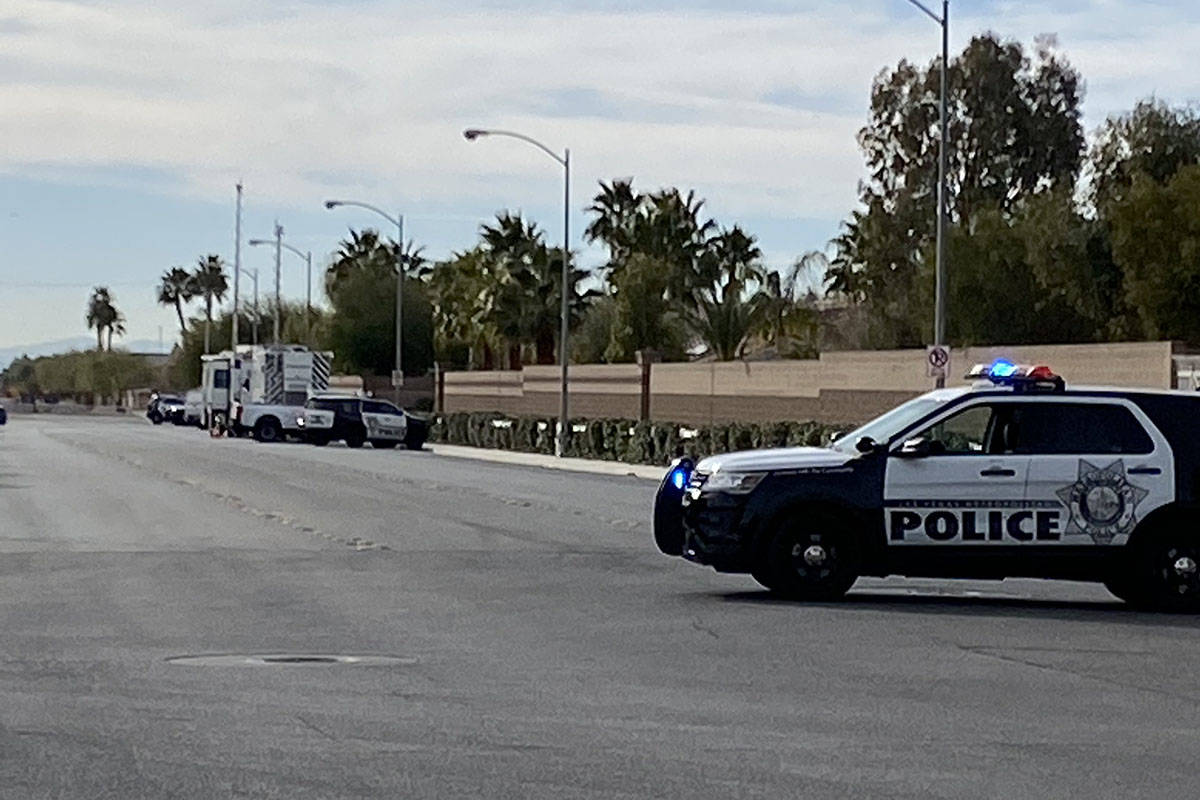 Police investigate a barricade situation Saturday, Dec. 26, 2020, on the 6500 block of Colossal ...