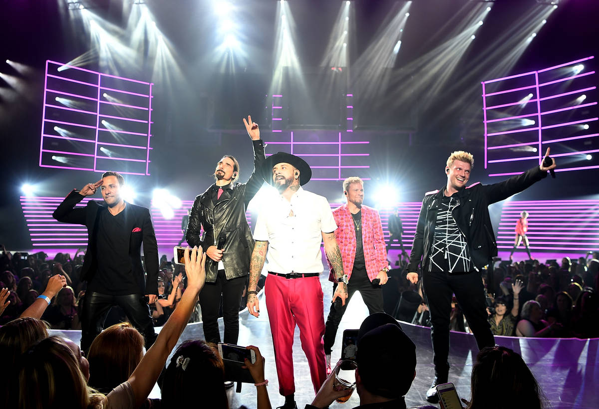 (L-R) Singers Howie Dorough, Kevin Richardson, AJ McLean, Brian Littrell and Nick Carter of the ...