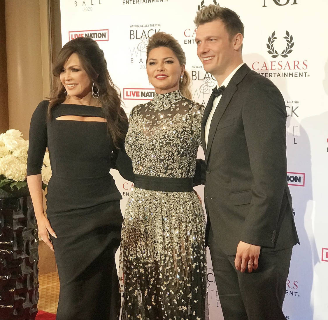 Shania Twain is shown with Marie Osmond and Nick Carter of the Backstreet Boys at the Nevada Ba ...