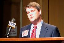 Luke Letlow, R-Start, chief of staff to exiting U.S. Rep. Ralph Abraham, speaks after signing u ...