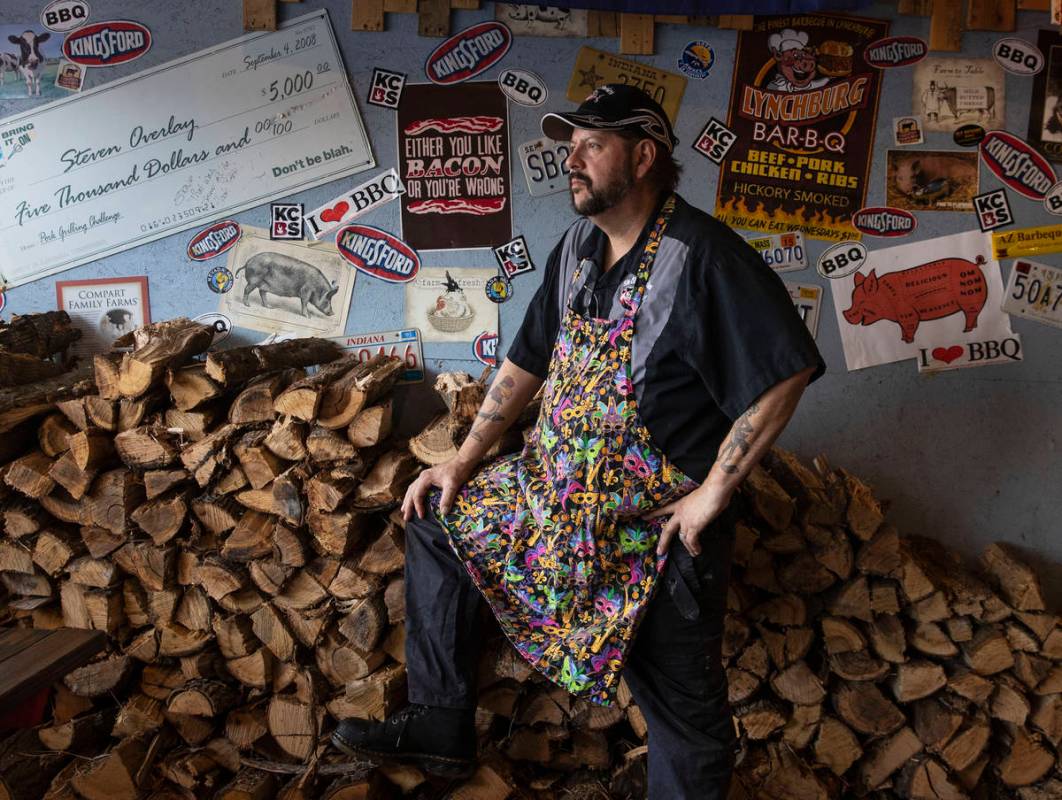 Steve Overlay, owner of Sin City Smokers Barbecue and Catering, poses for a photo at his Hender ...