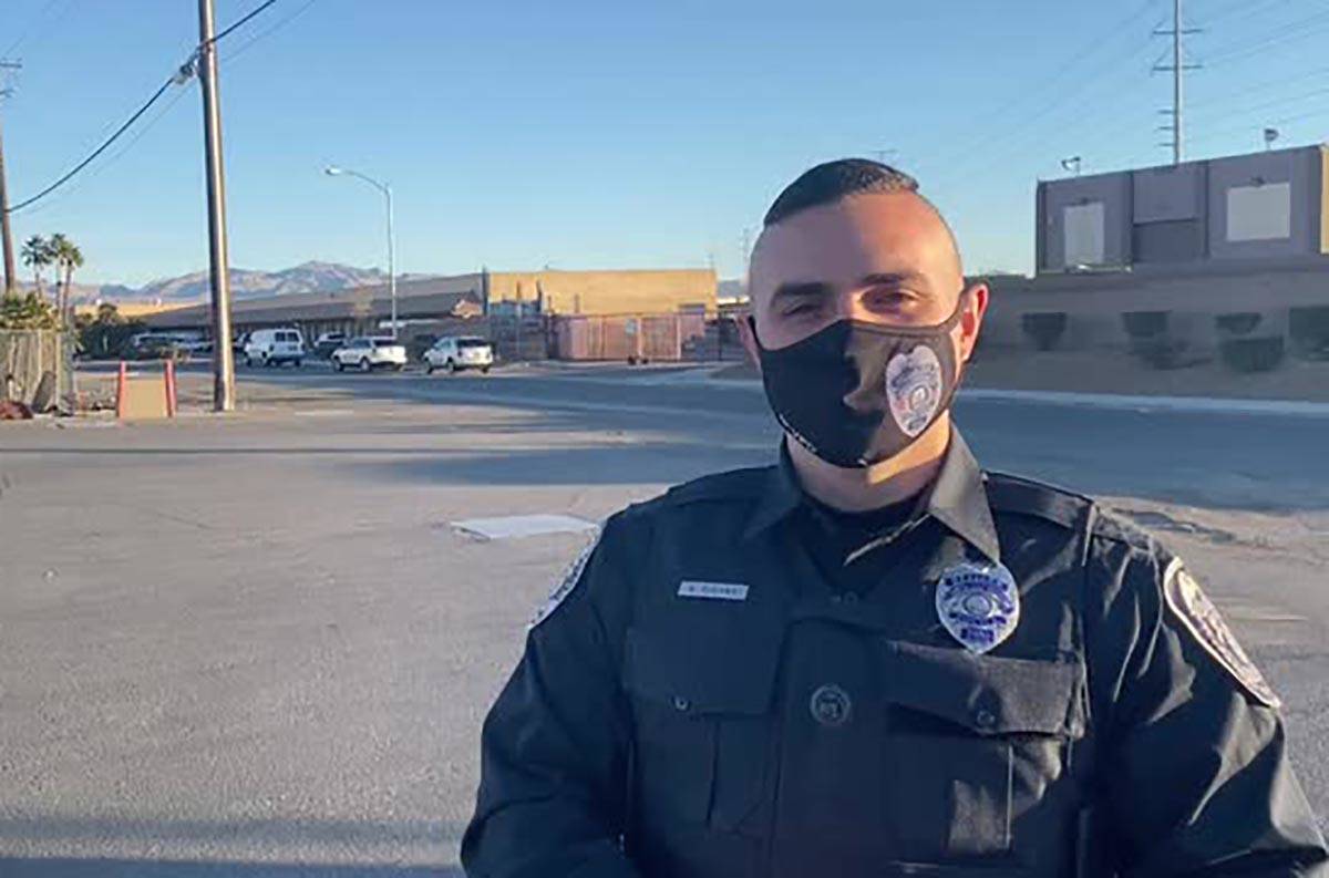 North Las Vegas police officer provides details about a fatal shooting early Friday, Jan. 1, 20 ...
