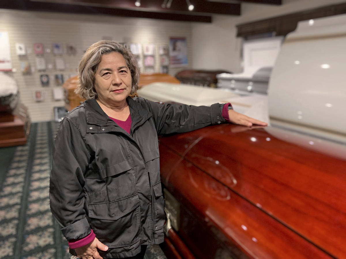 Magda Maldonado, owner of Continental Funeral Home in Los Angeles, poses in her mortuary on Dec ...